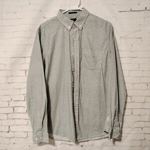 Ben Sherman Slim Fit Men Sz Medium Shirt Button Down Black Dots Cotton Pocket